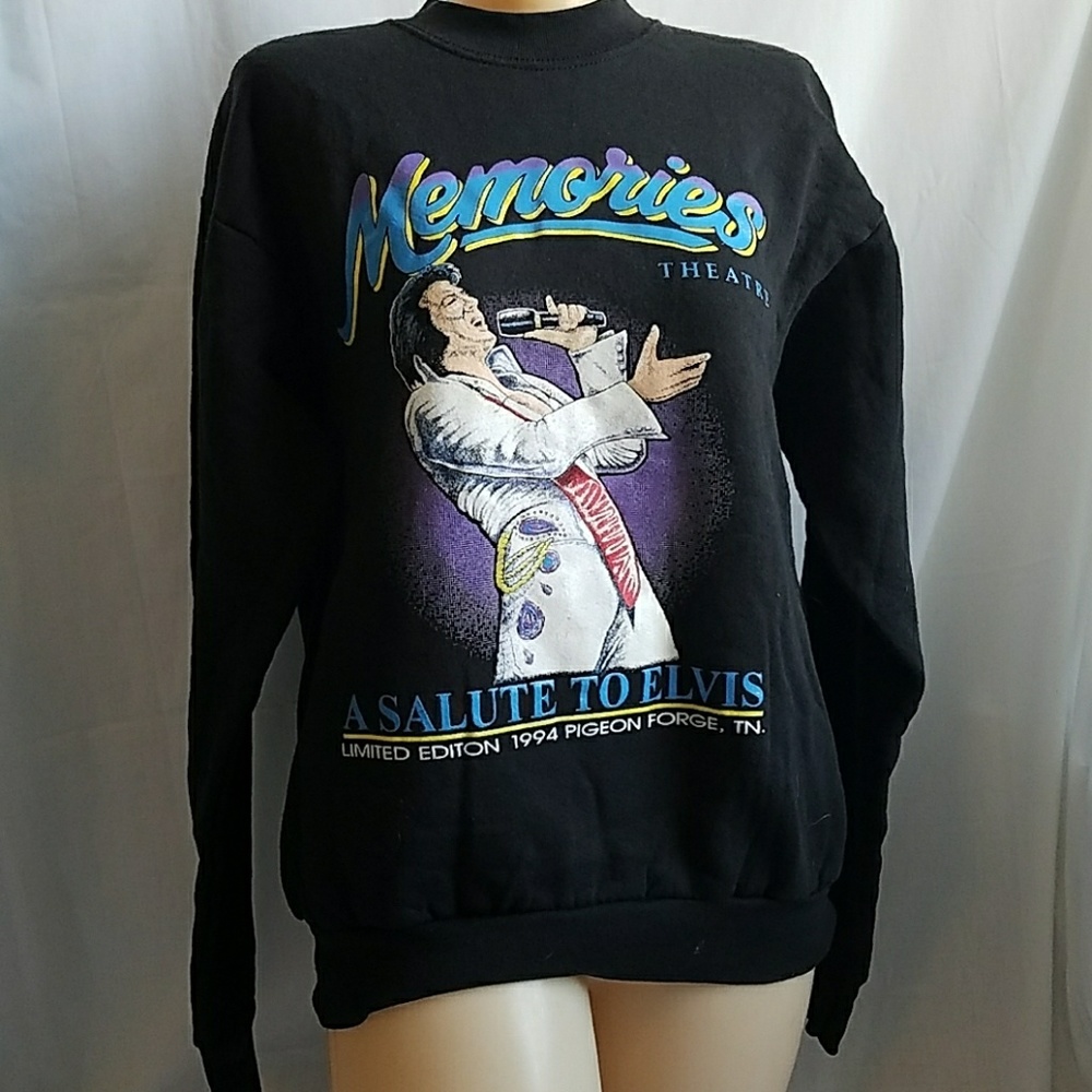 Vintage 90's Elvis Tennessee Black Sweatshirt Med